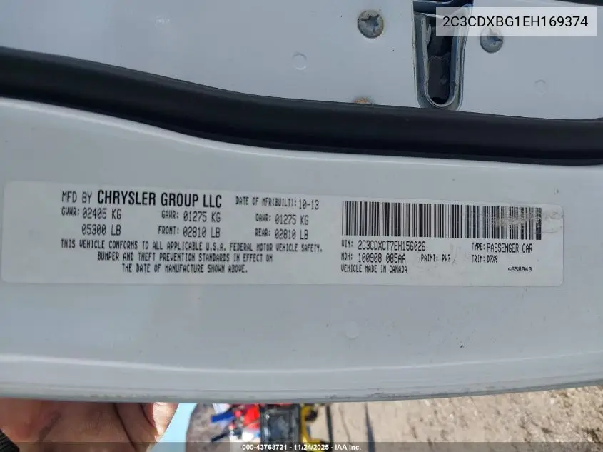 2C3CDXBG1EH169374 2014 Dodge Charger Se