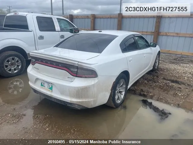 2015 Dodge Charger Sxt VIN: 2C3CDXHG1FH727555 Lot: 20160495