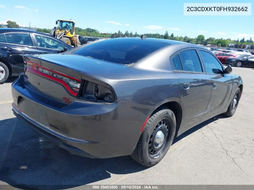 2015 Dodge Charger Police VIN: 2C3CDXKT0FH932662 Lot: 39403500