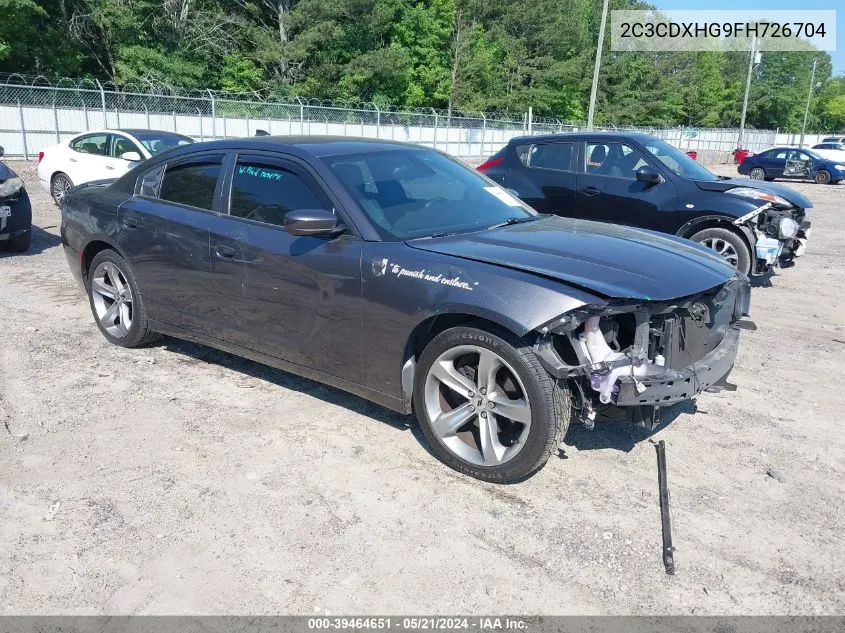 2015 Dodge Charger Sxt VIN: 2C3CDXHG9FH726704 Lot: 39464651