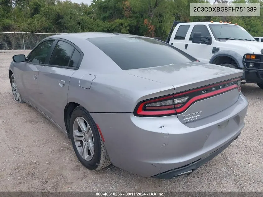 2015 Dodge Charger Se VIN: 2C3CDXBG8FH751389 Lot: 40310256