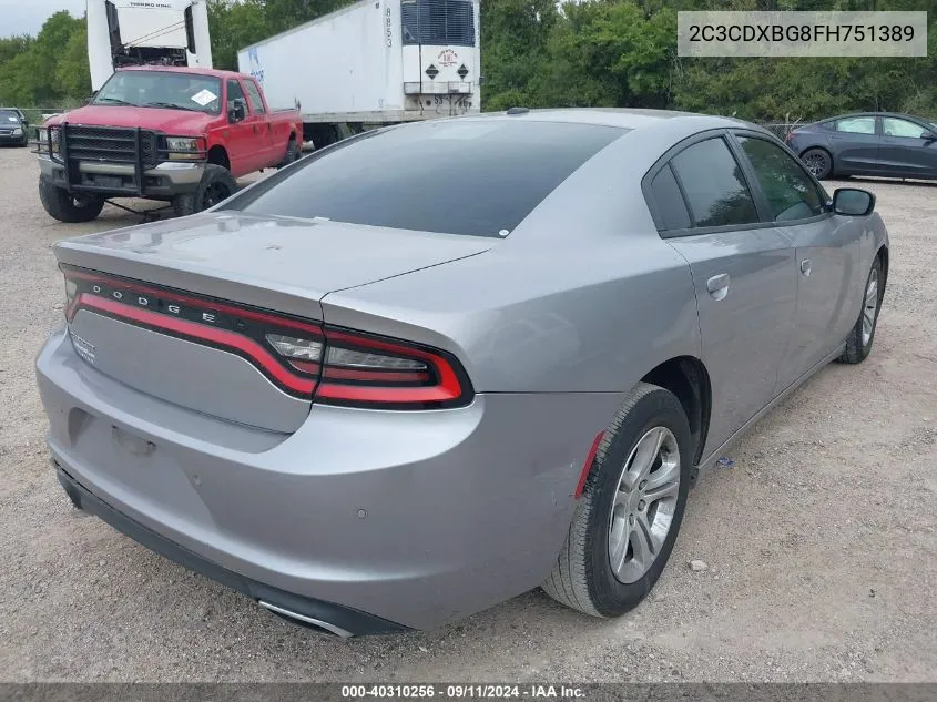 2015 Dodge Charger Se VIN: 2C3CDXBG8FH751389 Lot: 40310256