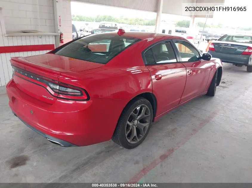 2015 Dodge Charger Sxt VIN: 2C3CDXHG1FH916965 Lot: 40353538