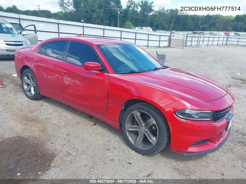 2015 Dodge Charger Sxt VIN: 2C3CDXHG6FH777514 Lot: 40373854