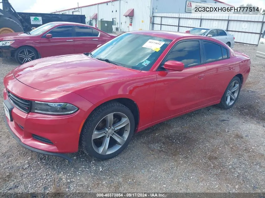 2015 Dodge Charger Sxt VIN: 2C3CDXHG6FH777514 Lot: 40373854