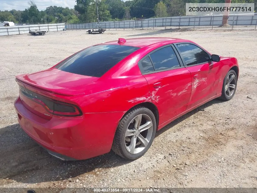 2015 Dodge Charger Sxt VIN: 2C3CDXHG6FH777514 Lot: 40373854