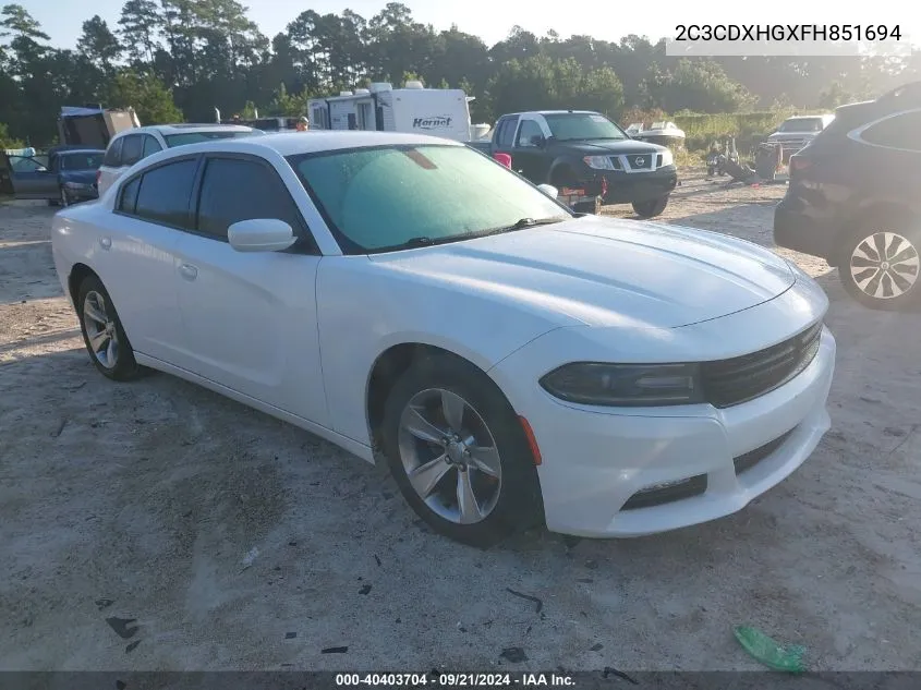 2015 Dodge Charger Sxt VIN: 2C3CDXHGXFH851694 Lot: 40403704