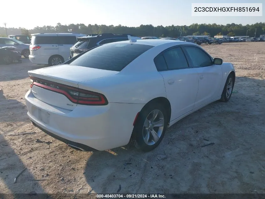 2015 Dodge Charger Sxt VIN: 2C3CDXHGXFH851694 Lot: 40403704