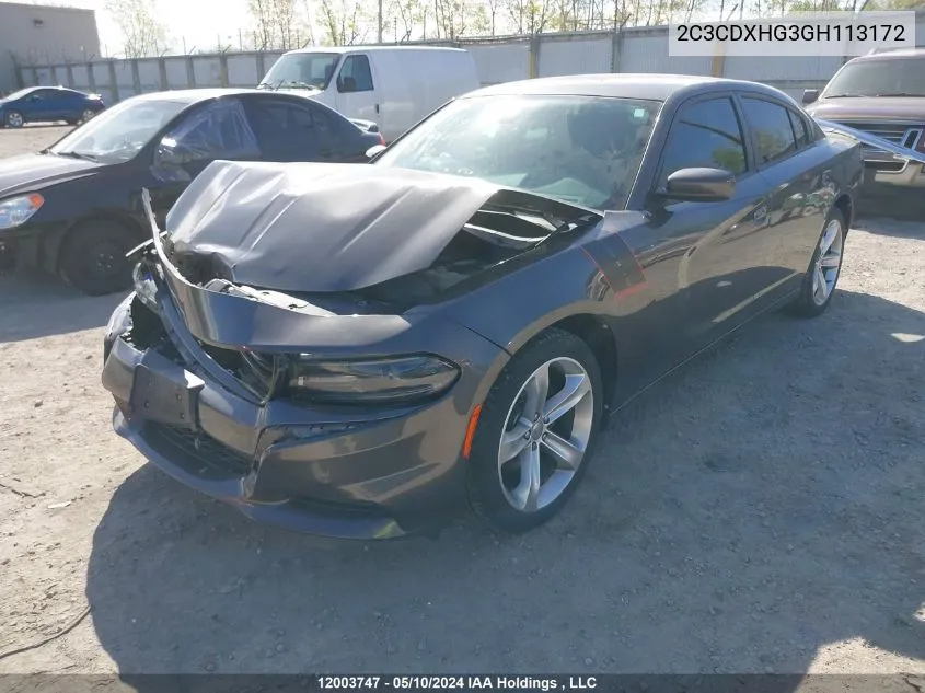 2C3CDXHG3GH113172 2016 Dodge Charger Sxt