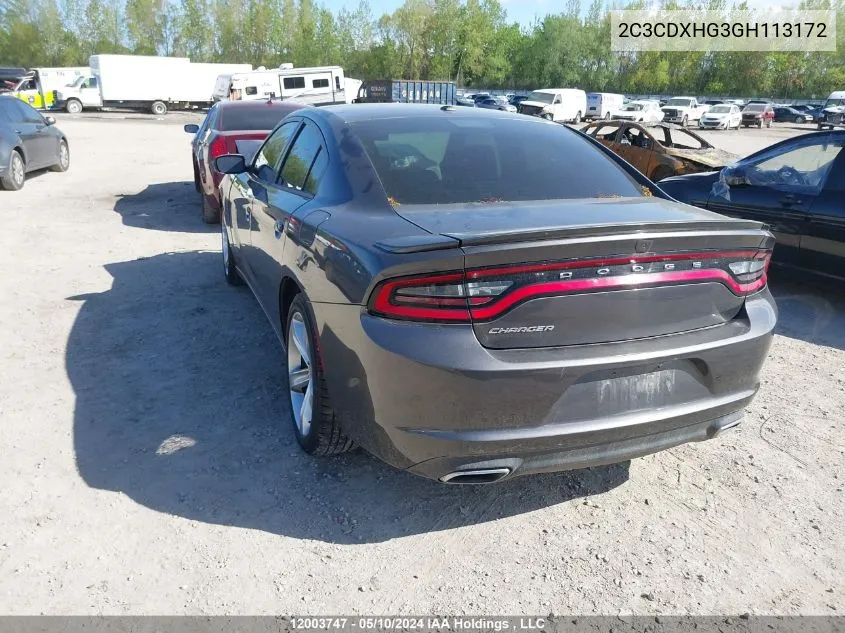 2C3CDXHG3GH113172 2016 Dodge Charger Sxt