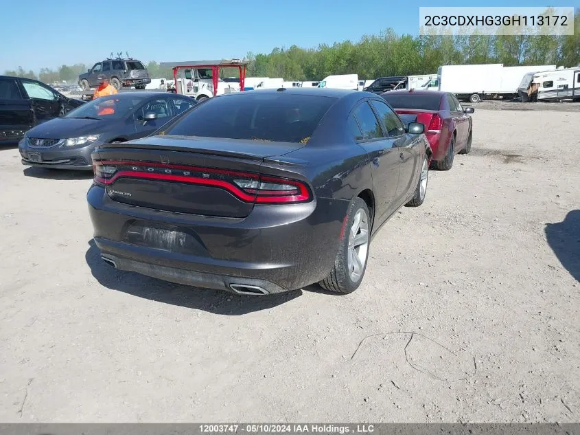 2C3CDXHG3GH113172 2016 Dodge Charger Sxt