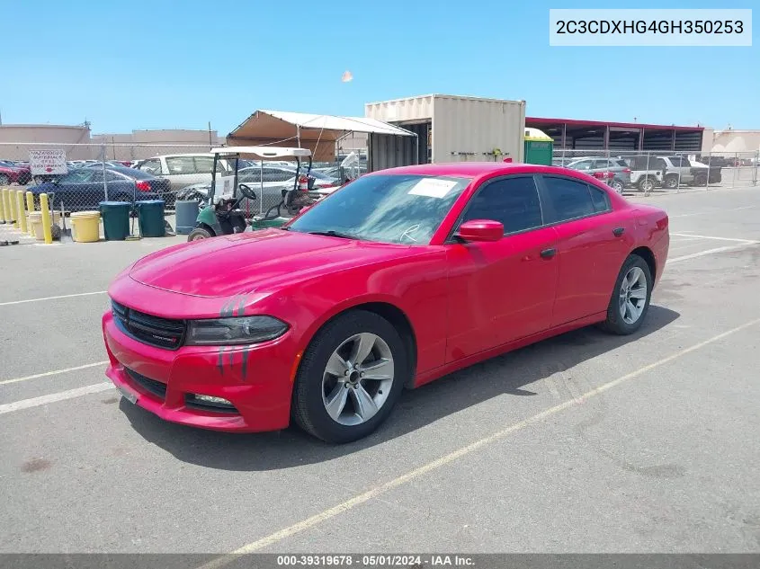 2016 Dodge Charger Sxt VIN: 2C3CDXHG4GH350253 Lot: 39319678