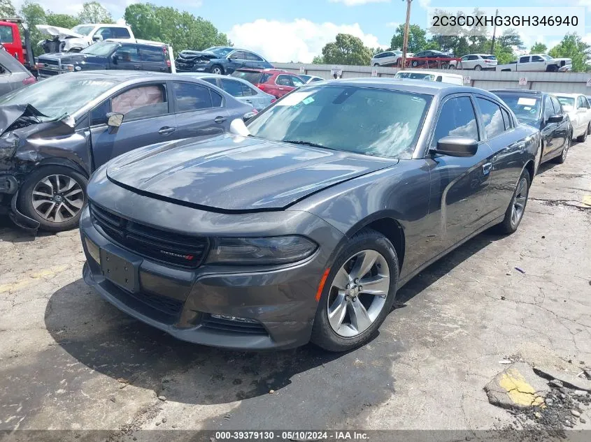 2016 Dodge Charger Sxt VIN: 2C3CDXHG3GH346940 Lot: 39379130