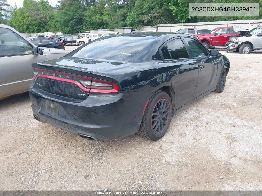 2016 Dodge Charger Sxt VIN: 2C3CDXHG4GH339401 Lot: 39395301