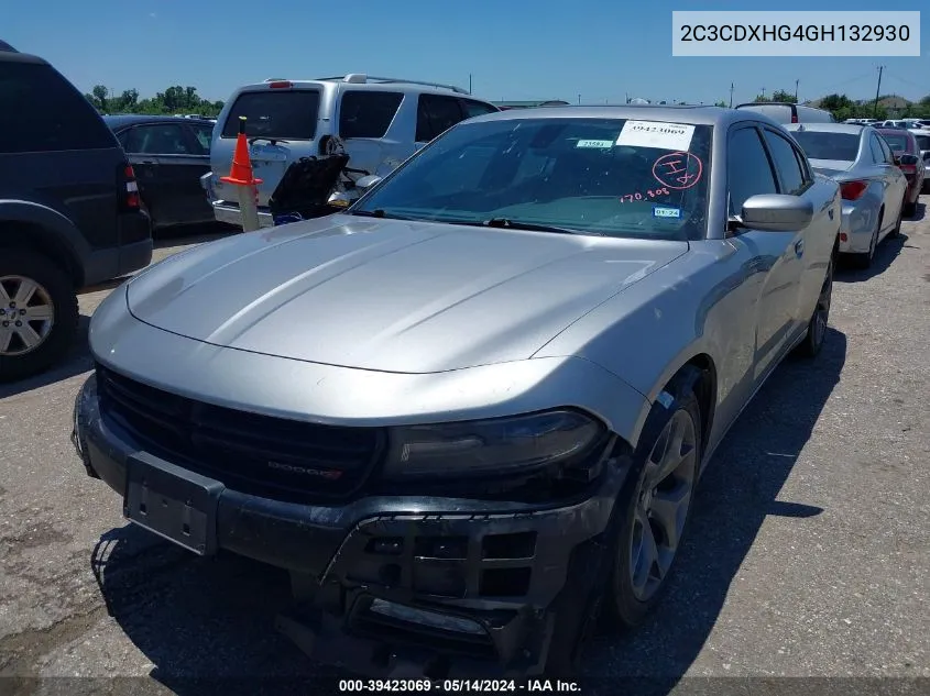 2016 Dodge Charger Sxt VIN: 2C3CDXHG4GH132930 Lot: 39423069