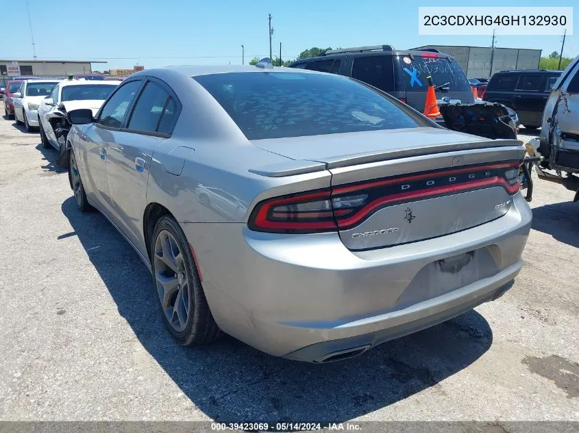 2016 Dodge Charger Sxt VIN: 2C3CDXHG4GH132930 Lot: 39423069