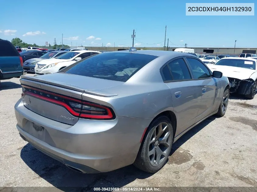 2016 Dodge Charger Sxt VIN: 2C3CDXHG4GH132930 Lot: 39423069