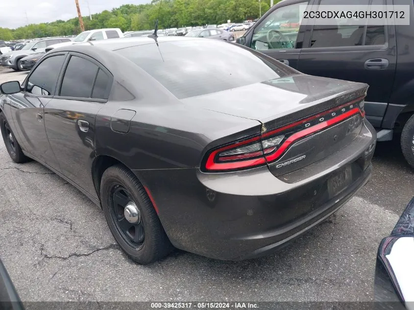 2016 Dodge Charger Police VIN: 2C3CDXAG4GH301712 Lot: 39425317