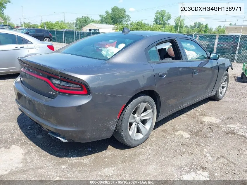 2016 Dodge Charger Sxt VIN: 2C3CDXHG4GH138971 Lot: 39436257