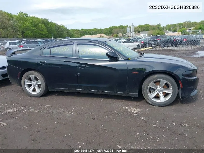 2016 Dodge Charger Sxt VIN: 2C3CDXHG0GH326886 Lot: 39454274