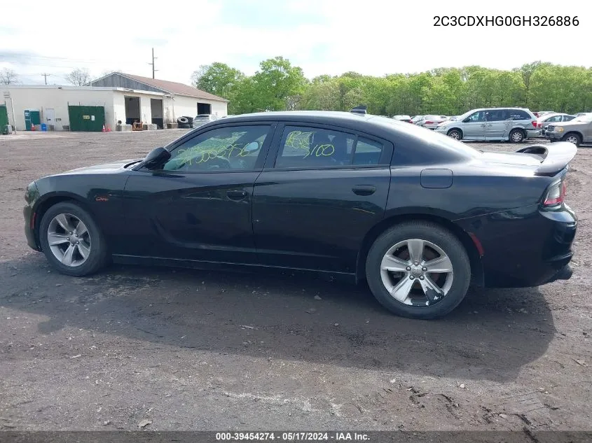 2016 Dodge Charger Sxt VIN: 2C3CDXHG0GH326886 Lot: 39454274