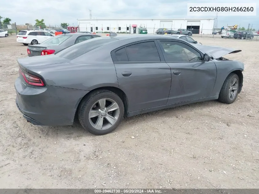 2016 Dodge Charger Sxt VIN: 2C3CDXHG8GH266260 Lot: 39462730