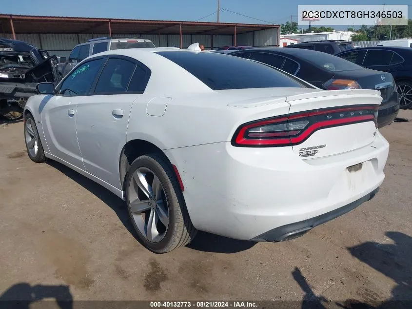 2016 Dodge Charger R/T VIN: 2C3CDXCT8GH346503 Lot: 40132773