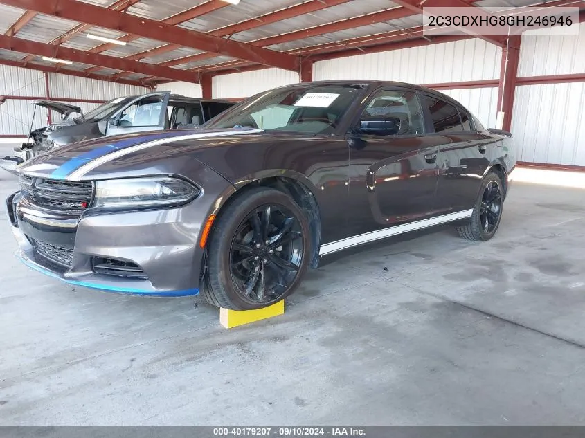 2016 Dodge Charger Sxt VIN: 2C3CDXHG8GH246946 Lot: 40179207