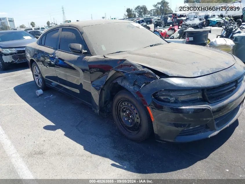 2016 Dodge Charger Sxt VIN: 2C3CDXHG6GH292839 Lot: 40263885