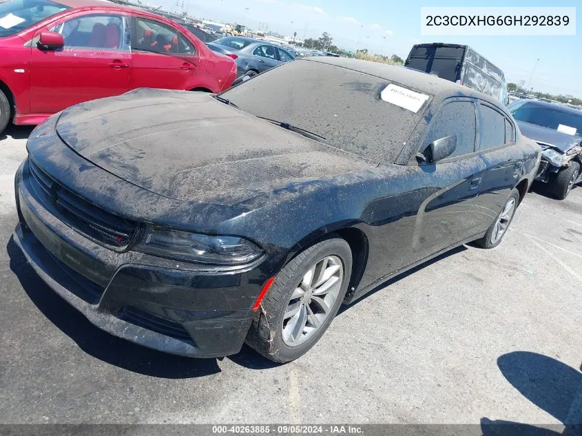 2C3CDXHG6GH292839 2016 Dodge Charger Sxt