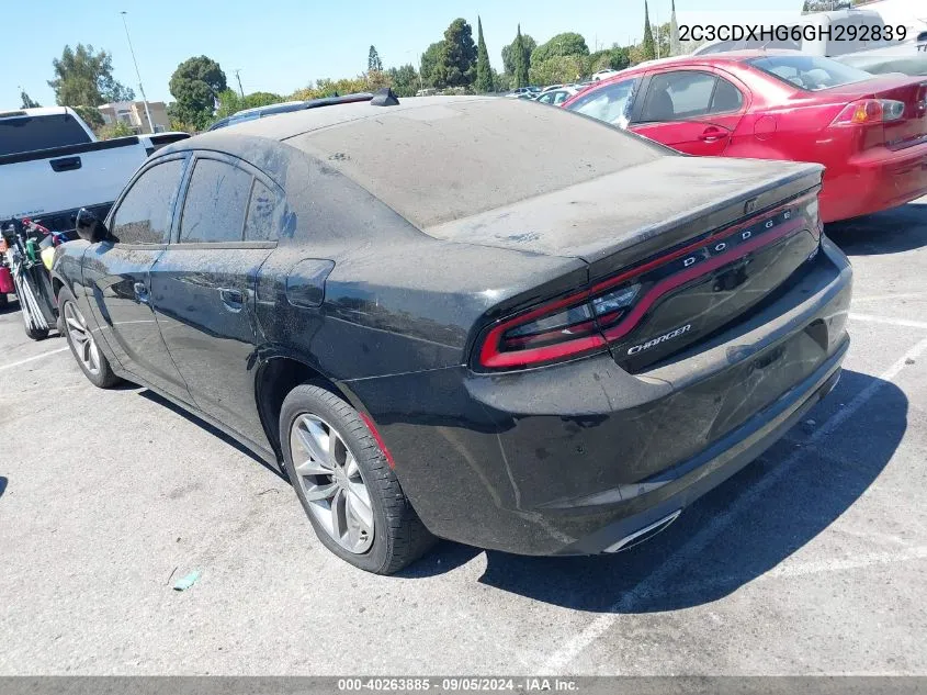 2016 Dodge Charger Sxt VIN: 2C3CDXHG6GH292839 Lot: 40263885