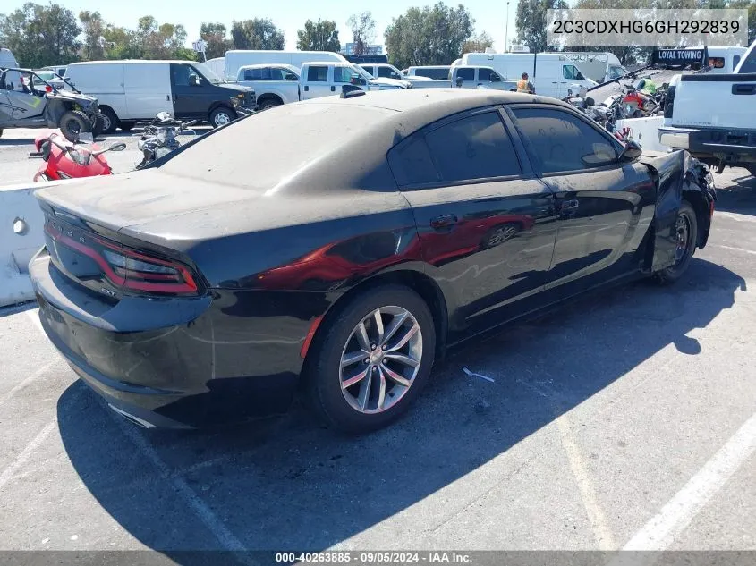 2016 Dodge Charger Sxt VIN: 2C3CDXHG6GH292839 Lot: 40263885