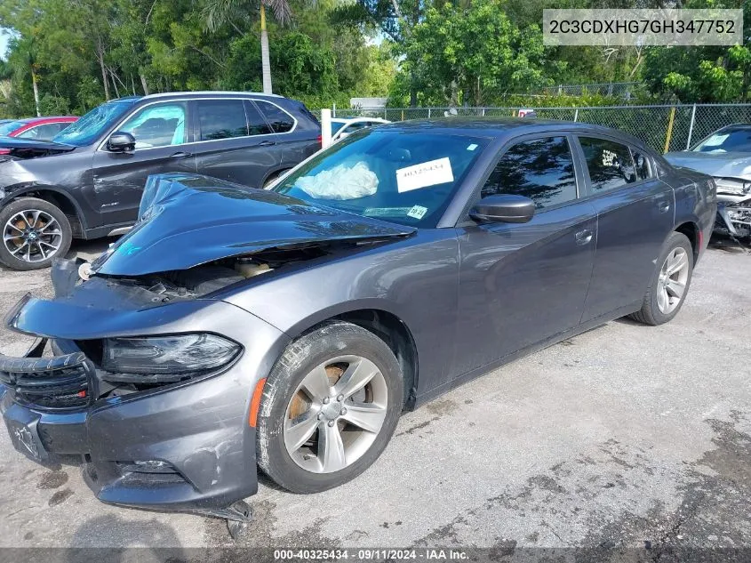 2016 Dodge Charger Sxt VIN: 2C3CDXHG7GH347752 Lot: 40325434