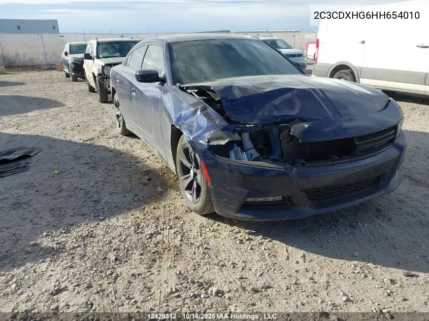 2C3CDXHG6HH654010 2017 Dodge Charger Sxt