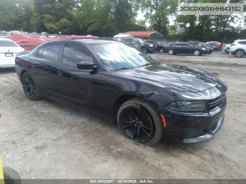 2C3CDXBGXHH643102 2017 Dodge Charger Se Rwd