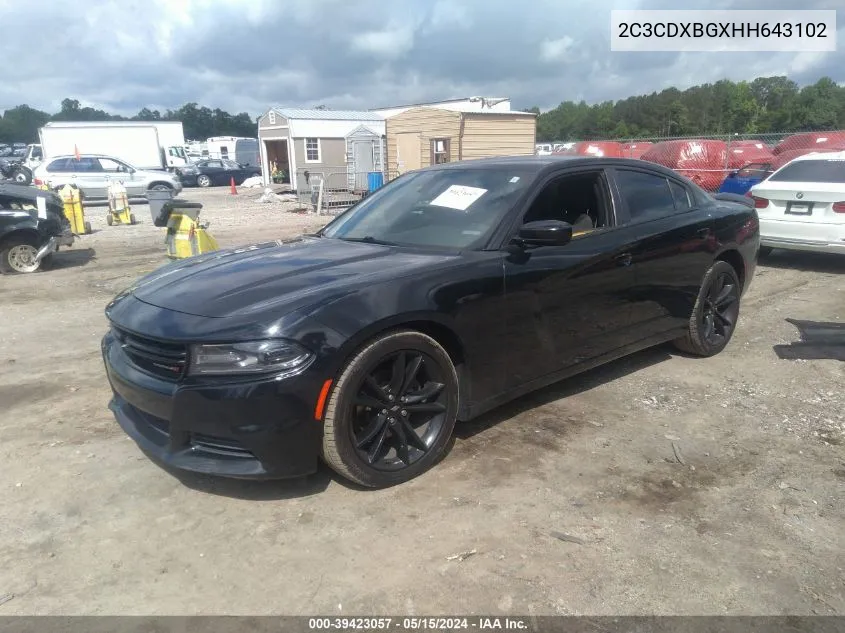 2C3CDXBGXHH643102 2017 Dodge Charger Se Rwd