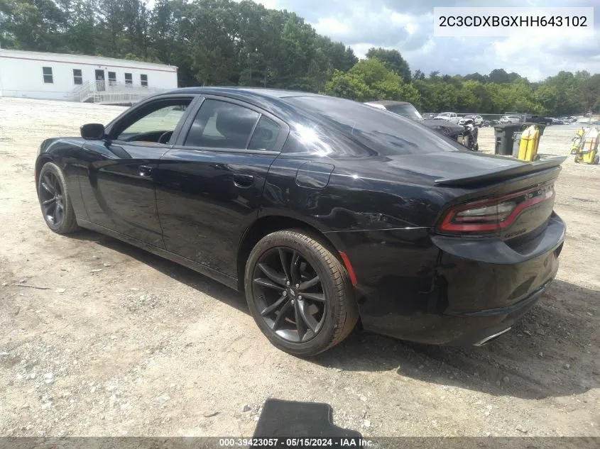 2C3CDXBGXHH643102 2017 Dodge Charger Se Rwd