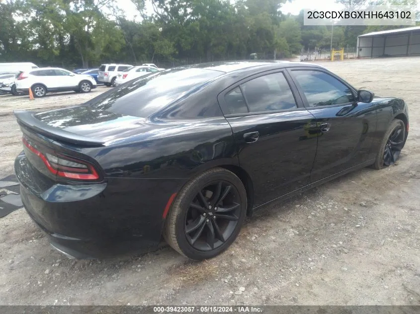 2C3CDXBGXHH643102 2017 Dodge Charger Se Rwd