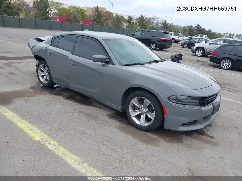 2017 Dodge Charger Sxt Rwd VIN: 2C3CDXHG7HH659751 Lot: 39430202