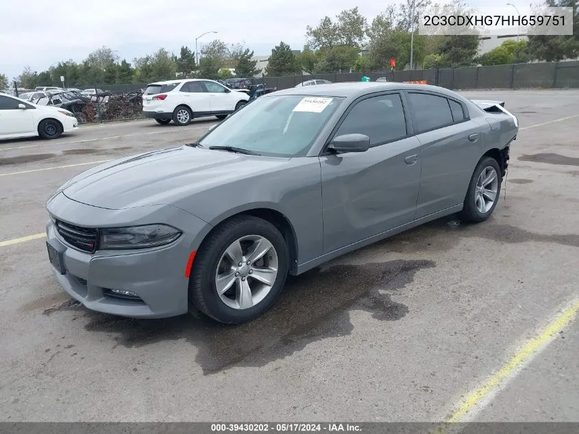 2017 Dodge Charger Sxt Rwd VIN: 2C3CDXHG7HH659751 Lot: 39430202