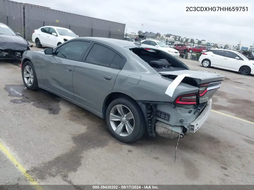 2C3CDXHG7HH659751 2017 Dodge Charger Sxt Rwd