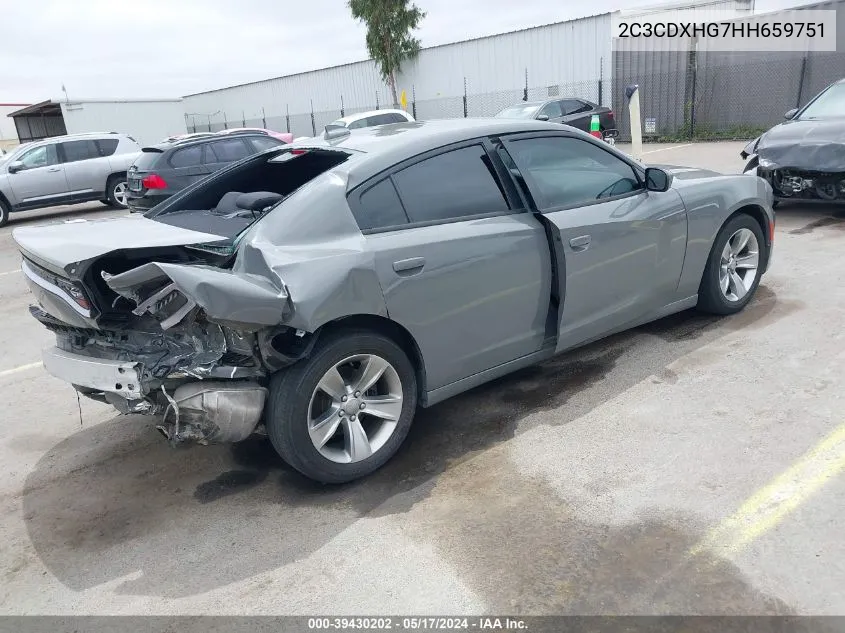 2017 Dodge Charger Sxt Rwd VIN: 2C3CDXHG7HH659751 Lot: 39430202