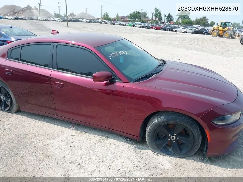 2C3CDXHGXHH528670 2017 Dodge Charger Sxt Rwd