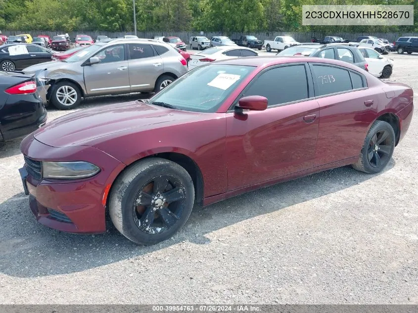 2C3CDXHGXHH528670 2017 Dodge Charger Sxt Rwd