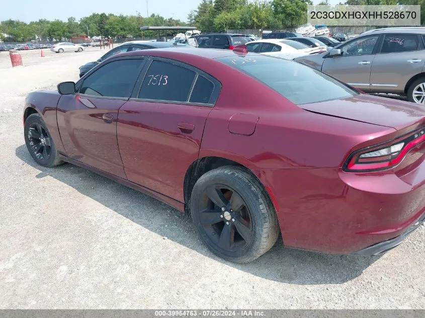 2C3CDXHGXHH528670 2017 Dodge Charger Sxt Rwd