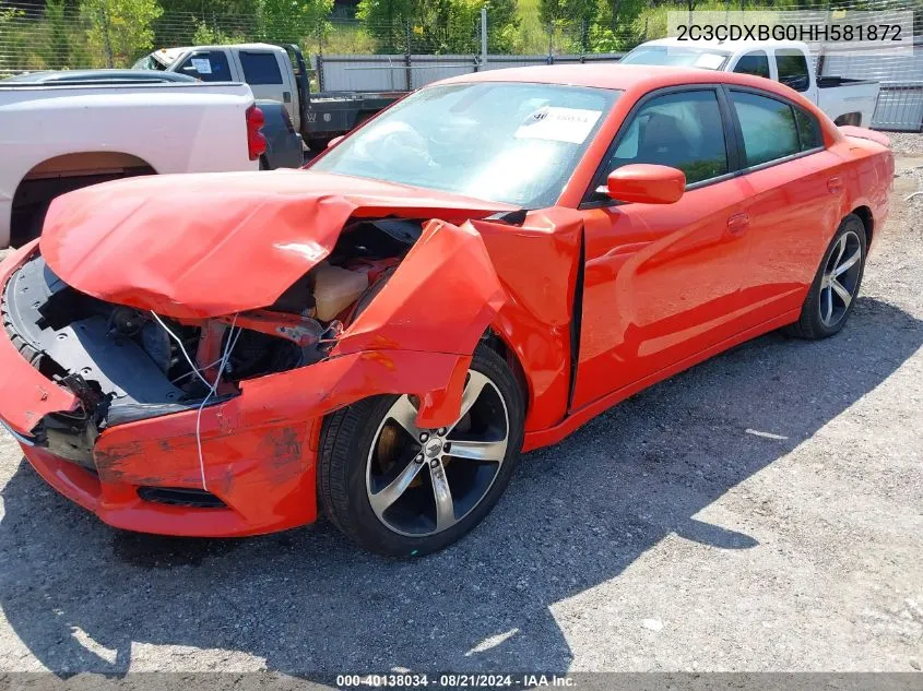 2017 Dodge Charger Se VIN: 2C3CDXBG0HH581872 Lot: 40138034