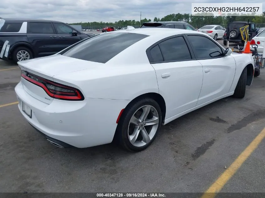 2017 Dodge Charger Sxt Rwd VIN: 2C3CDXHG2HH642257 Lot: 40347128