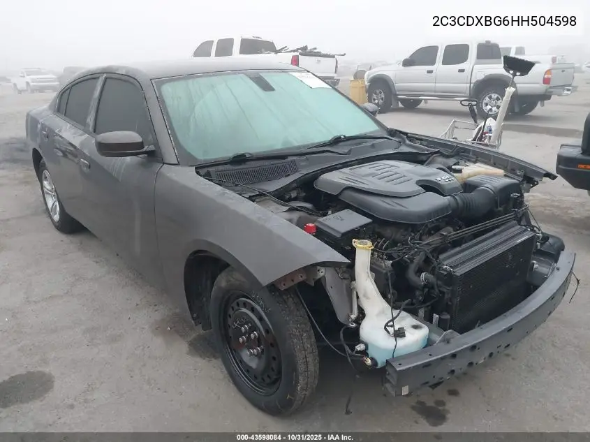 2C3CDXBG6HH504598 2017 Dodge Charger Se Rwd