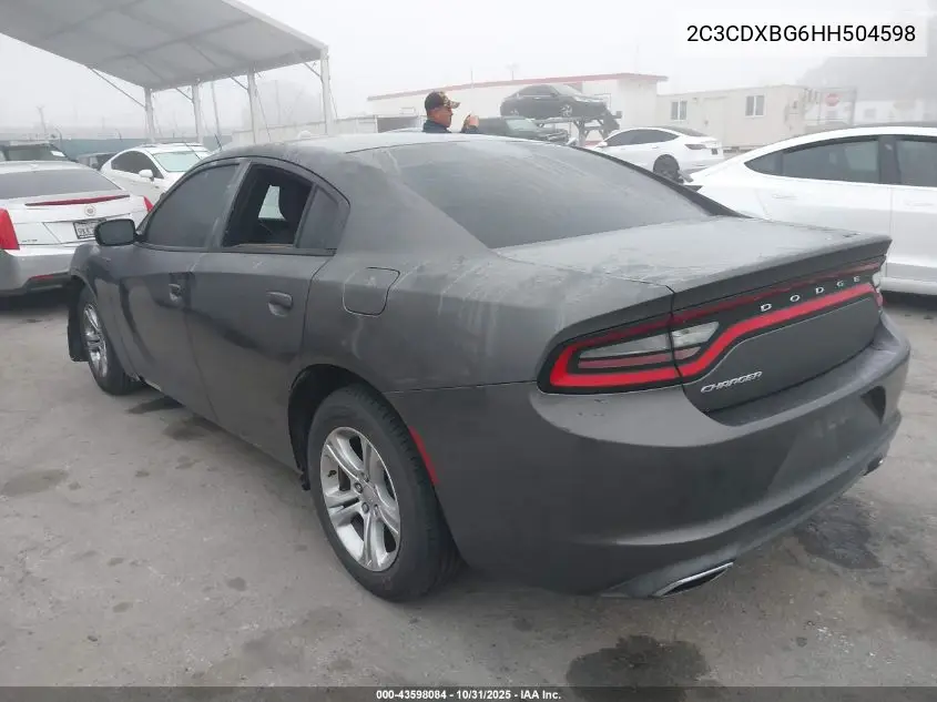 2C3CDXBG6HH504598 2017 Dodge Charger Se Rwd