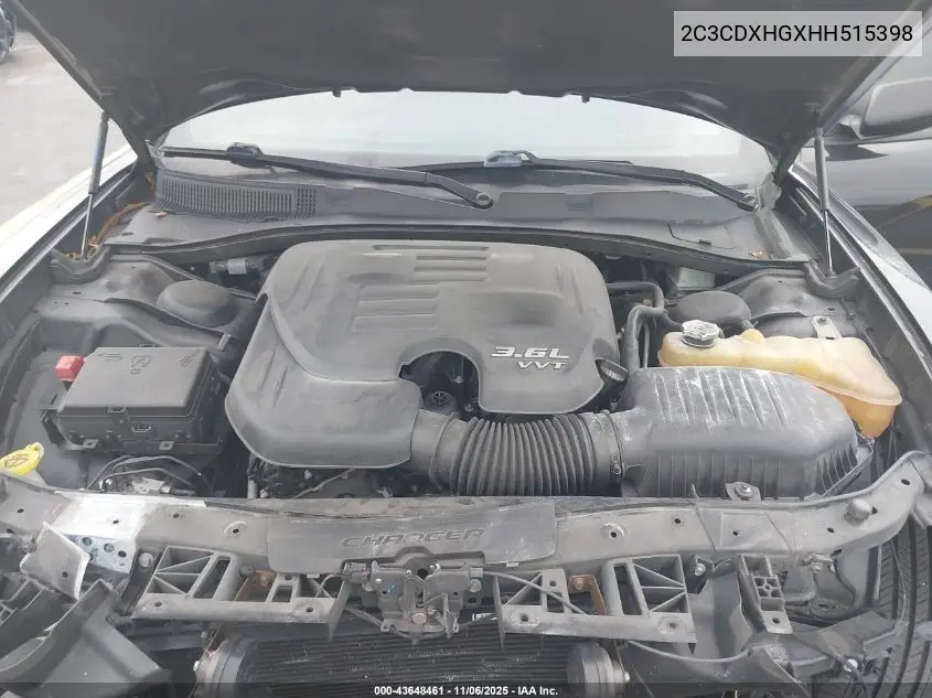 2C3CDXHGXHH515398 2017 Dodge Charger Sxt Rwd